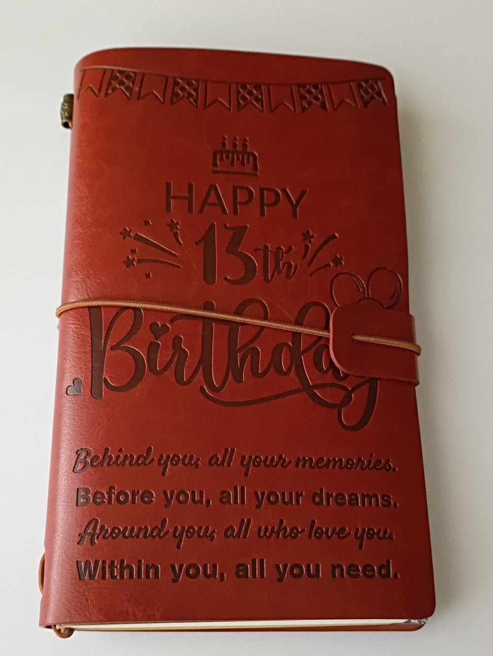 Brown Leather 'Happy 13th Birthday' Embossed Journal